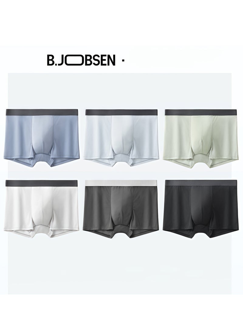 B.JOBSEN Men's Flat Angle Underwear - Mid Waist 6-piece Set, made of cool and thin fabric, comfortable and elastic, with a cool and breathable style. Suitable for summer  - Image 1