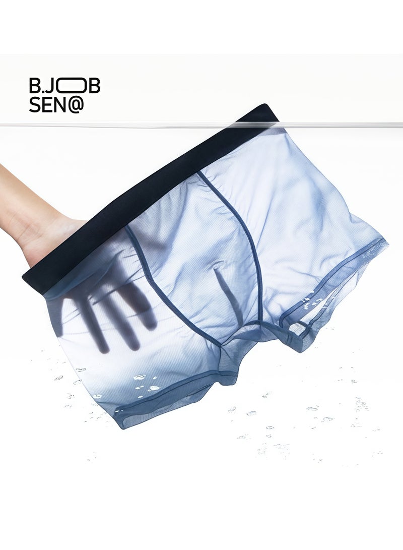 B.JOBSEN Men's Flat Angle Underwear - Mid Waist 6-piece Set, made of cool and thin fabric, comfortable and elastic, with a cool and breathable style. Suitable for summer  - Image 2