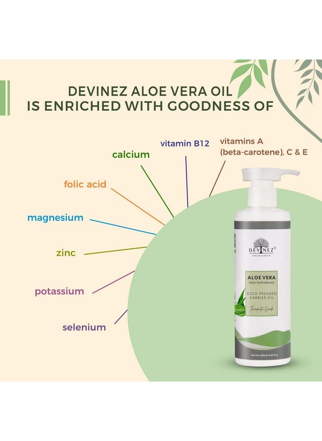 Devinez - Aloe Vera Coldpressed Certified Oil 250Ml With Fliptop Cap And Hair Applicator 100% Pure Natural Undiluted Therapeutic Grade For Skin Care Face Acne Scars Hair Care Moisturizer & Dark Circles - Image 1