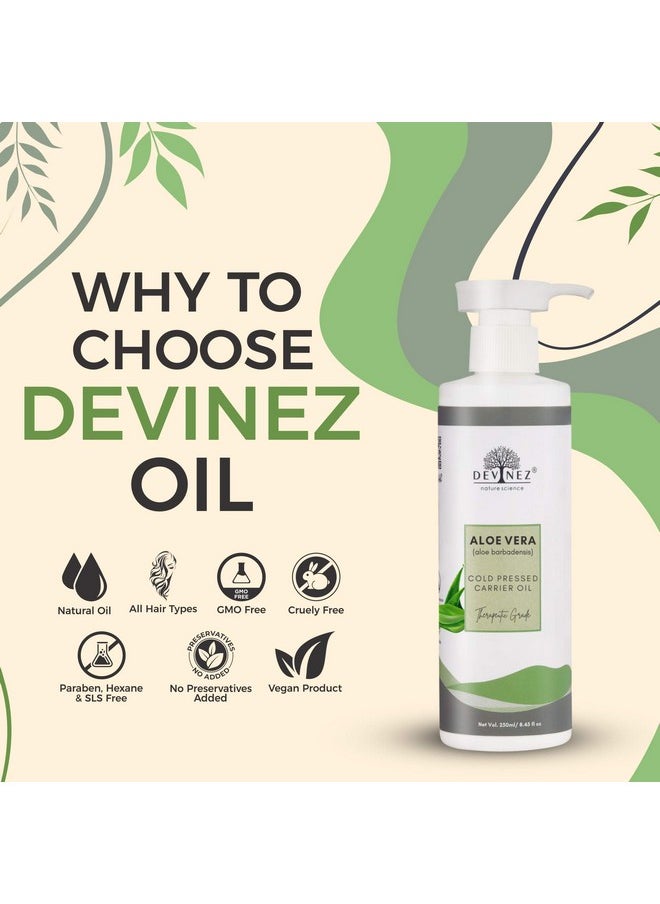 Devinez - Aloe Vera Coldpressed Certified Oil 250Ml With Fliptop Cap And Hair Applicator 100% Pure Natural Undiluted Therapeutic Grade For Skin Care Face Acne Scars Hair Care Moisturizer & Dark Circles - Image 1