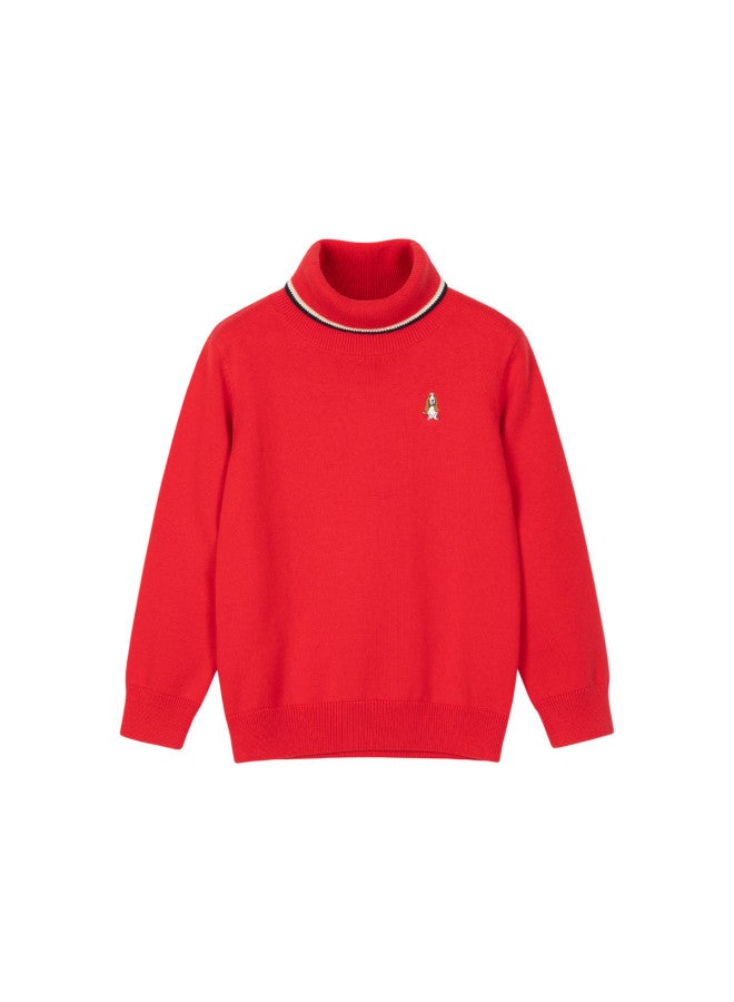 Hush Puppies High-neck Base Layer Shirt For Boys, Autumn And Winter Children's Pullover Sweater, Windproof, Soft And Comfortable, Chinese New Year Outfit, New Year Holiday - Image 4
