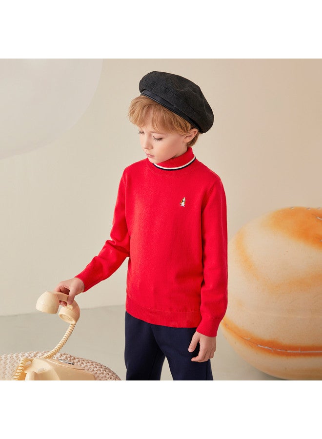 Hush Puppies High-neck Base Layer Shirt For Boys, Autumn And Winter Children's Pullover Sweater, Windproof, Soft And Comfortable, Chinese New Year Outfit, New Year Holiday - Image 3