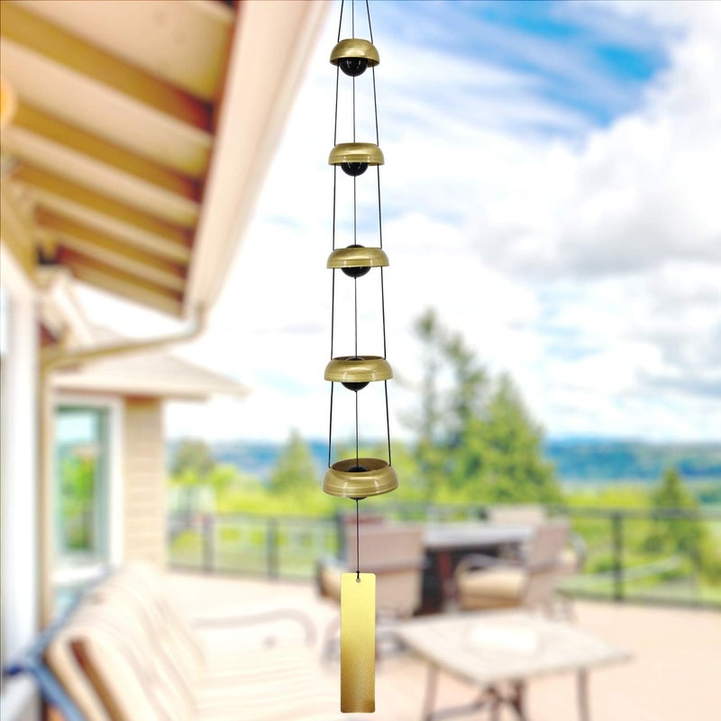ASTARIN Copper Wind Chimes, Temple Wind Chime with 5 Bells, Feng Shui Wind Chimes for Home Yard Outdoor Decoration, A Great Memorial Wind Chime for Someone who Loves Peace - Image 4