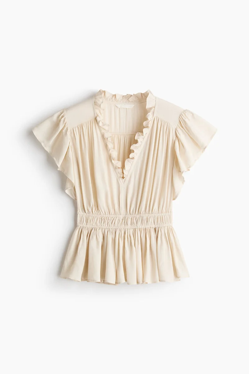 H&M Flutter-sleeved peplum blouse