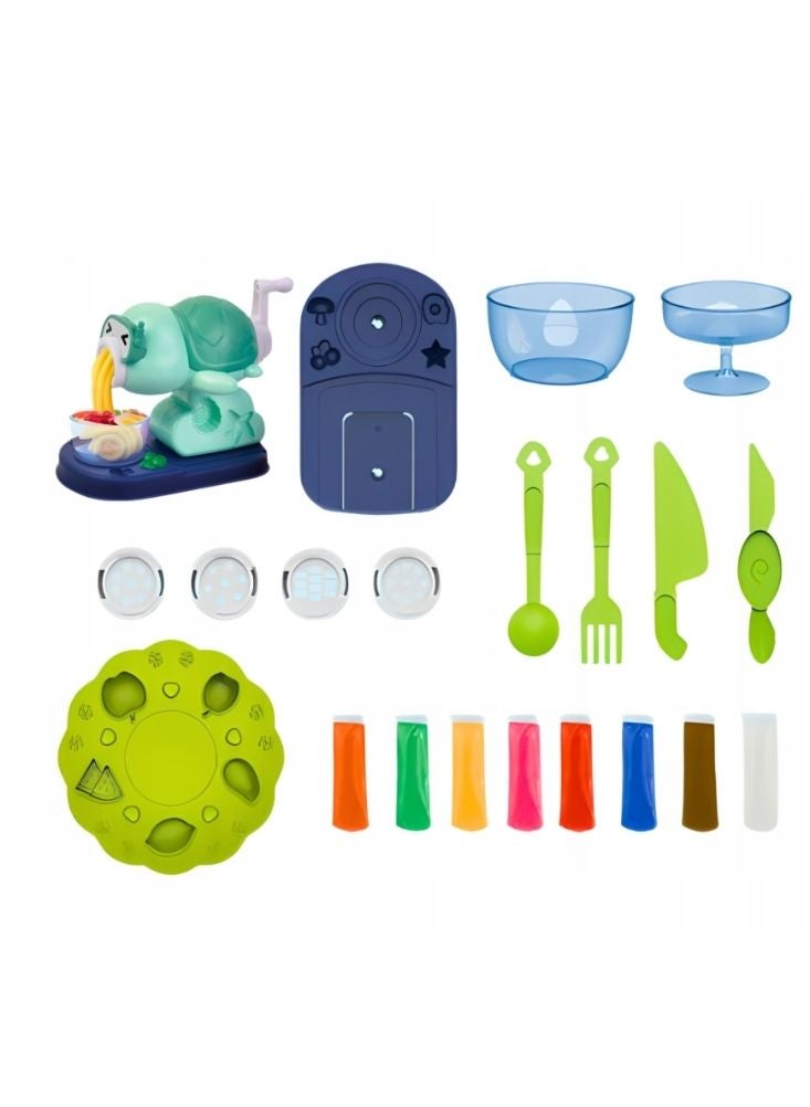 Premium Cartoon Turtle Noodle Maker Toy – Fun Hand-Crank Food Play Toy, Green Turtle Design with Bowl Accessories, Creative Pretend Play Set - Image 3