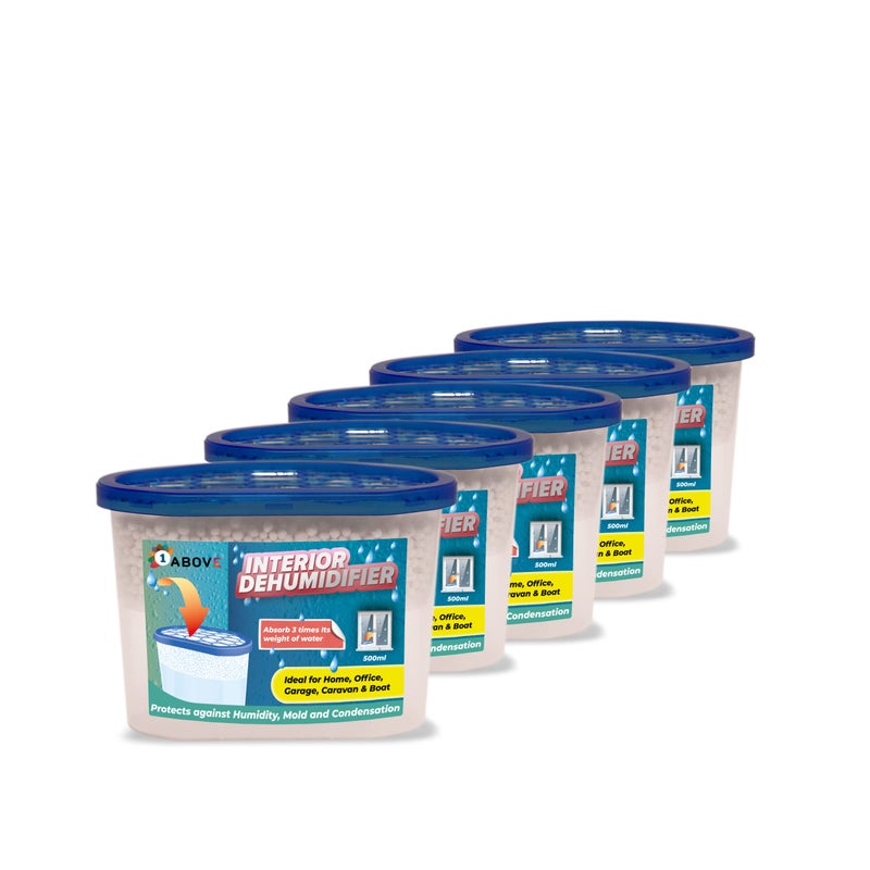 1Above مجفف الهواء 1ABOVE سعة 500 مل عبوة من 5 مزيلات التكثف ماصات الرطوبة لمشاكل الرطوبة والعفن في المنزل والمطبخ والخزانة وغرفة النوم والعربة والمكتب والمرآب والقبو