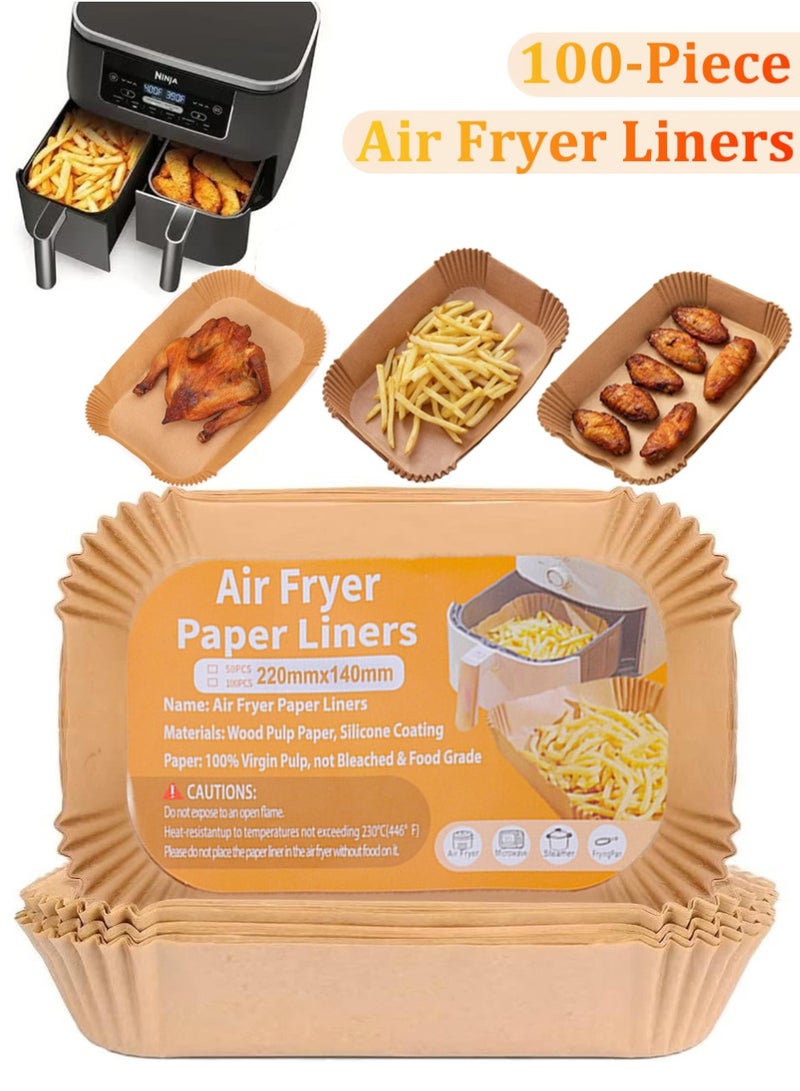 YIM-VIBEHAUS Disposable Air Fryer Liners 100 PCS Rectangular Paper Liners for Air Fryer Oil-proof Air Fryer Parchment Non-Stick Baking Paper for Microwave Oven Air Fryer Paper Liners Air Fryer Accessories 22*14cm - Image 1