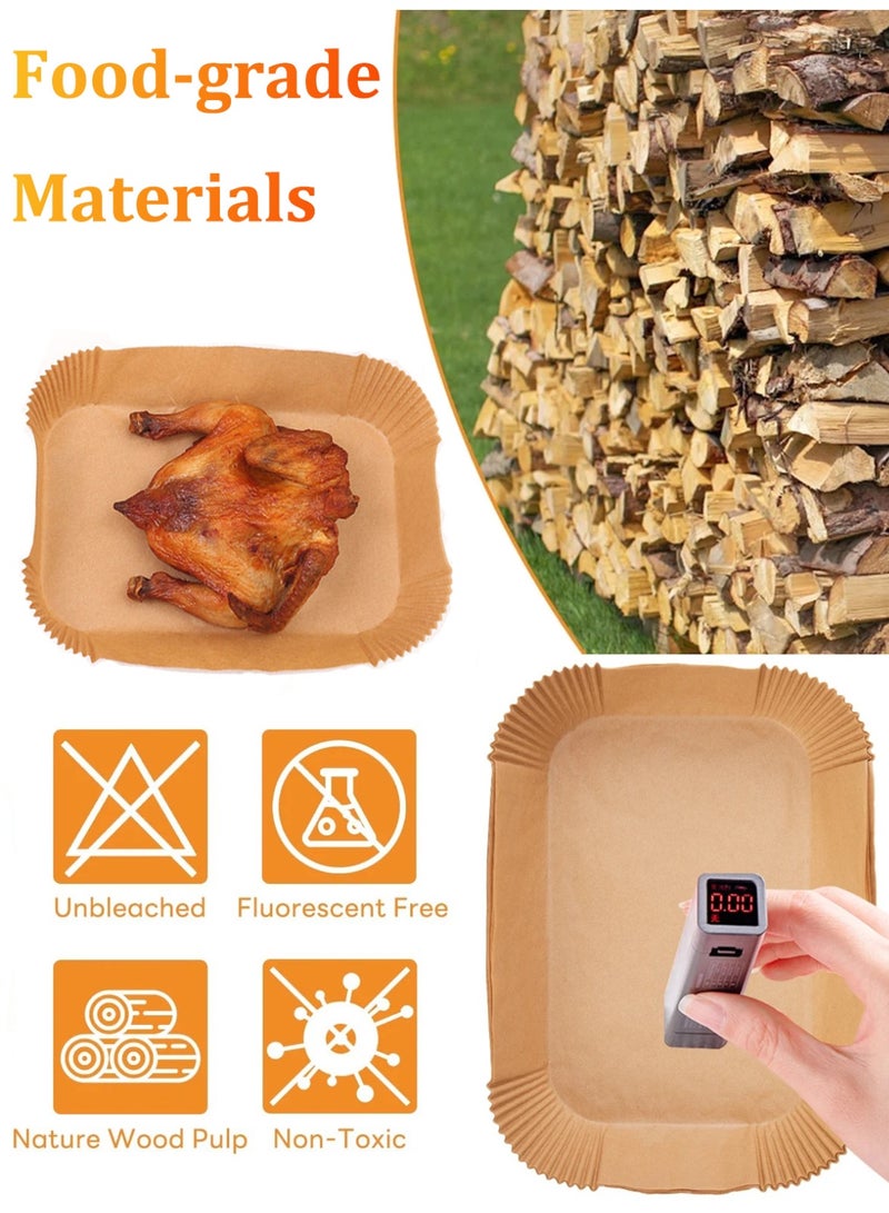 YIM-VIBEHAUS Disposable Air Fryer Liners 100 PCS Rectangular Paper Liners for Air Fryer Oil-proof Air Fryer Parchment Non-Stick Baking Paper for Microwave Oven Air Fryer Paper Liners Air Fryer Accessories 22*14cm - Image 2