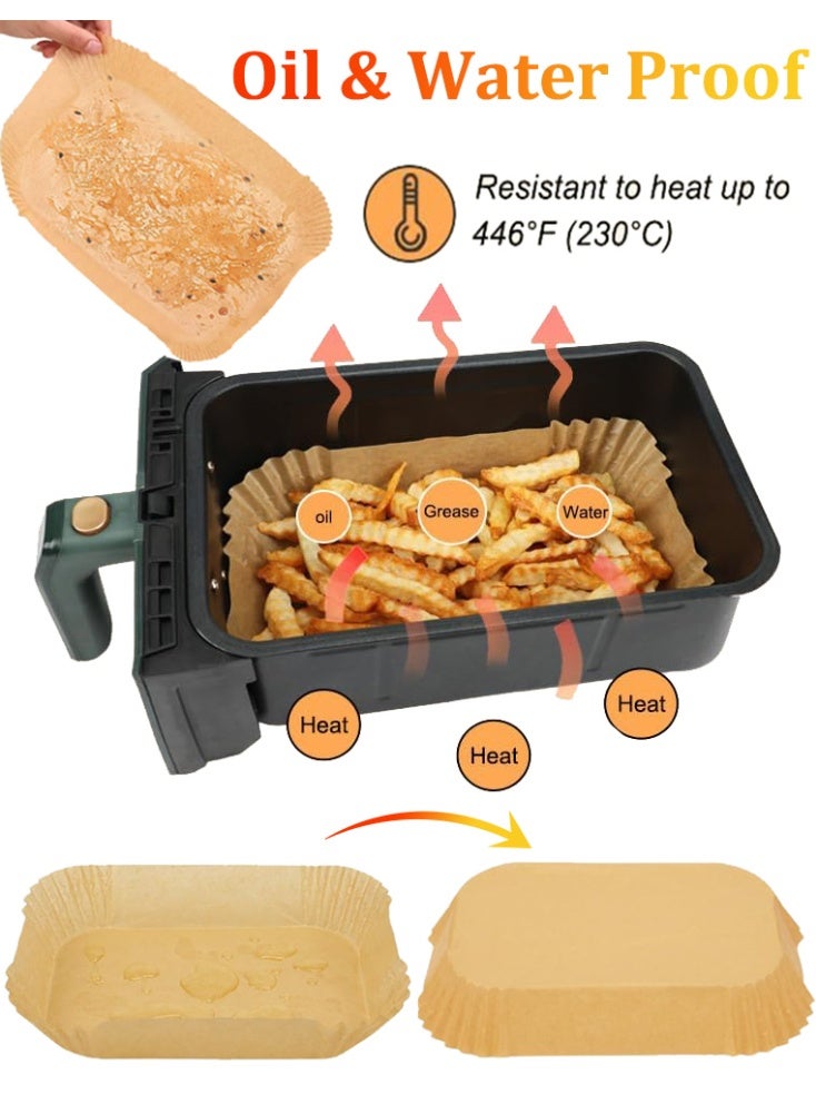 YIM-VIBEHAUS Disposable Air Fryer Liners 100 PCS Rectangular Paper Liners for Air Fryer Oil-proof Air Fryer Parchment Non-Stick Baking Paper for Microwave Oven Air Fryer Paper Liners Air Fryer Accessories 22*14cm - Image 3