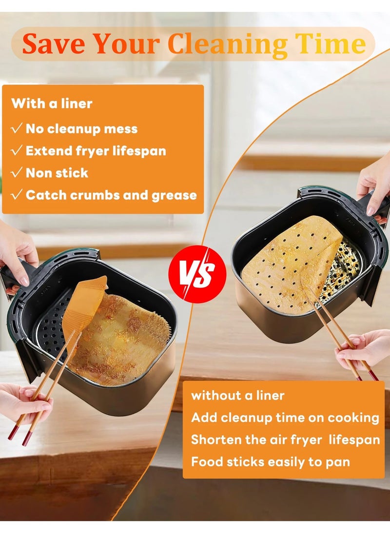 YIM-VIBEHAUS Disposable Air Fryer Liners 100 PCS Rectangular Paper Liners for Air Fryer Oil-proof Air Fryer Parchment Non-Stick Baking Paper for Microwave Oven Air Fryer Paper Liners Air Fryer Accessories 22*14cm - Image 5