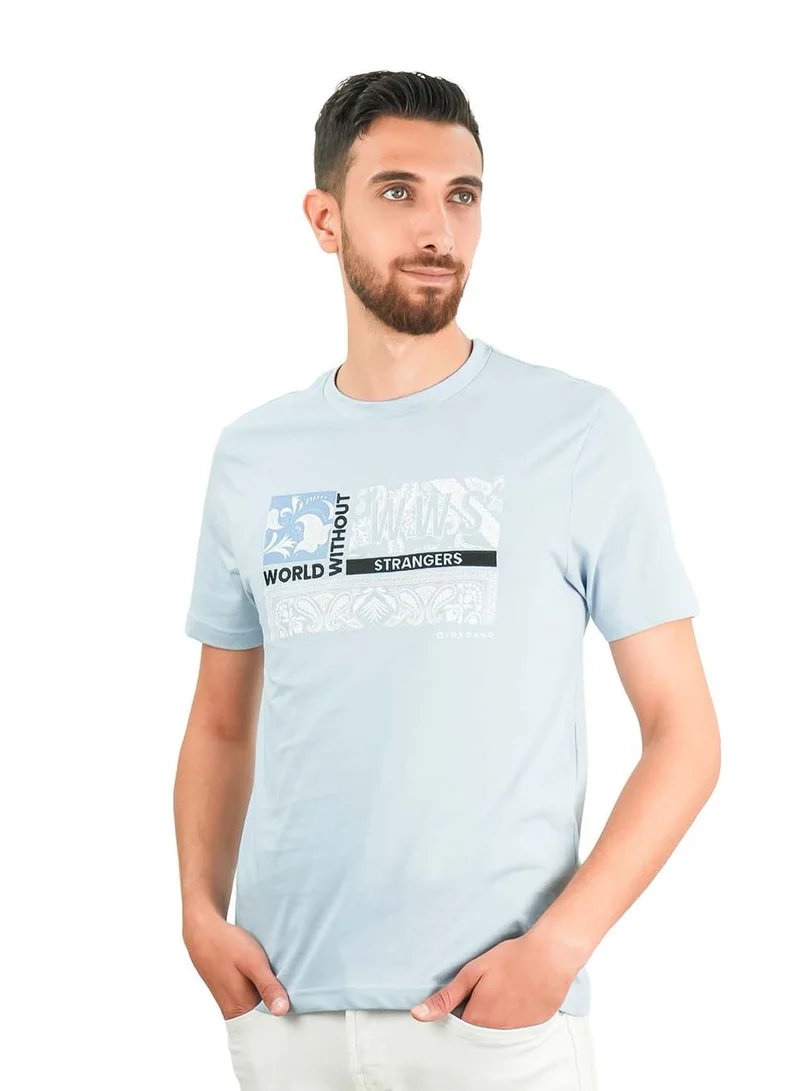 Men's World Without Strangers Print Tee - Slim Fit, Crew Neck, Cotton