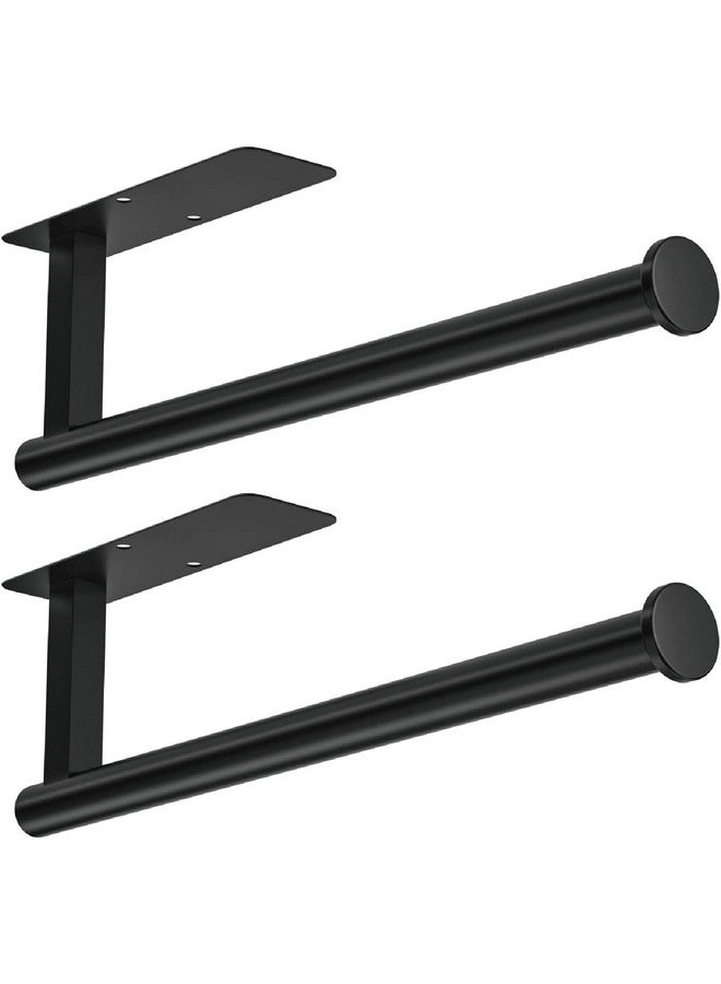 ASTOFLI Paper Towel Holder Under Cabinet No Drilling, Self Adhesive Paper Towel Holder Wall Mount for Kitchen Rack, Under Counter Napin Holder No Drill, RV, 304 Stainless Steel, Matte Black 2 Pack - Image 1