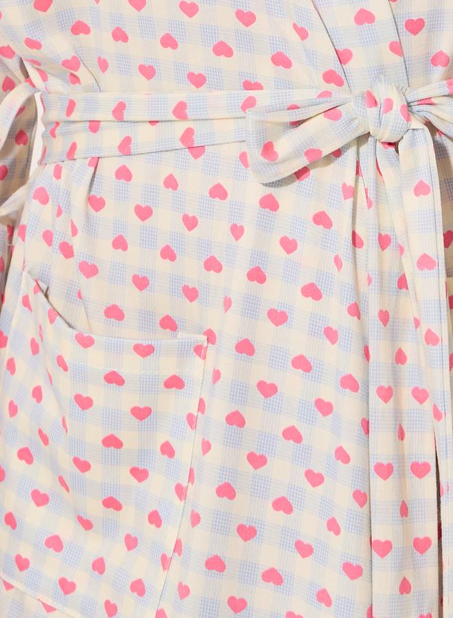 Take Two Printed Long Sleeve Waist Tie-Up Robe - Image 5