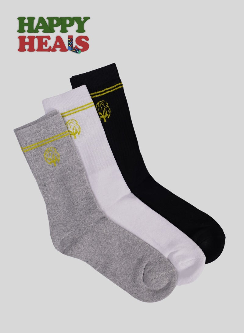 Happy Heals Happy Heals Men's Crew Socks Cushioned Sole Pack of 3 Pairs  - Image 2