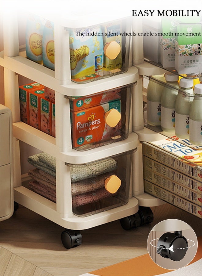 DUNISO 5-Tier Narrow Storage Cabinet with Movable Wheels Can Brake, Drawer Storage Cabinet Slim Plastic Organizer for Bathroom,Kitchen, Laundry, Ideal for Small Spaces - Image 3