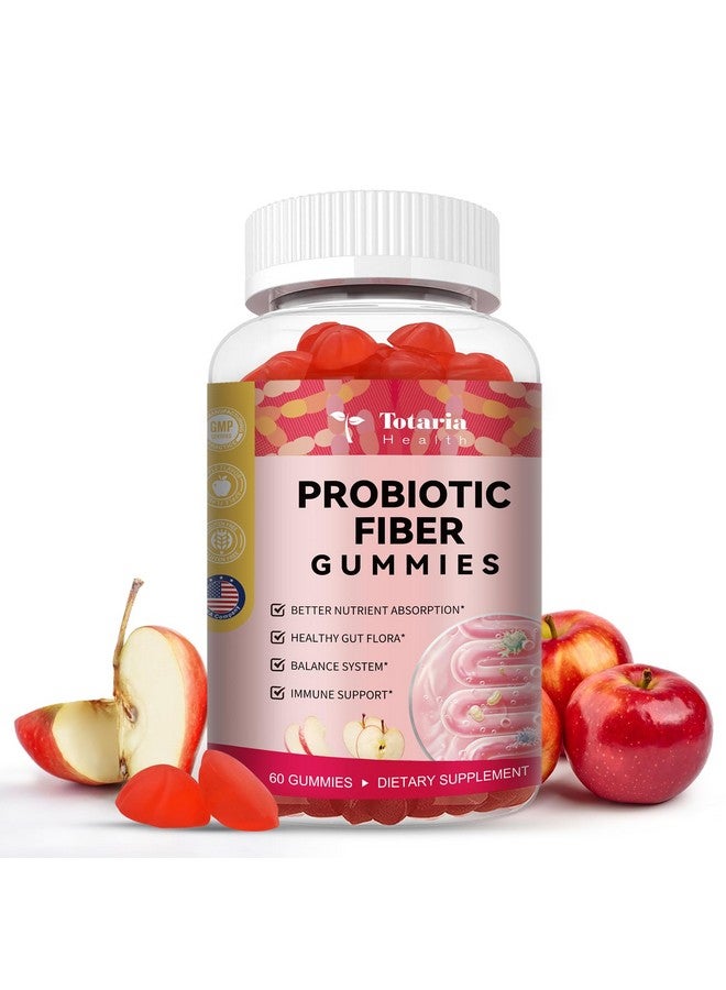 Totaria 9-in-1 Probiotic Fiber Gummies for Adults & Teens 16G Fiber per Serving, Psyllium Fiber Supplement with 5 Billion CFU Bacillus Coagulans, Inulin, ACV for Digestive, Gut & Immune Wellness - 60 Gummies - Image 1