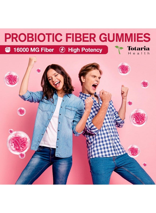 Totaria 9-in-1 Probiotic Fiber Gummies for Adults & Teens 16G Fiber per Serving, Psyllium Fiber Supplement with 5 Billion CFU Bacillus Coagulans, Inulin, ACV for Digestive, Gut & Immune Wellness - 60 Gummies - Image 2