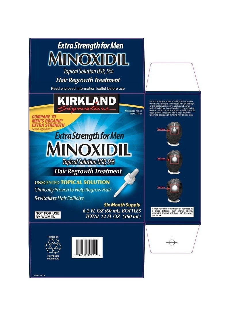 Kirkland - Minoxidil Drops Hair Regrowth 5% 6 Months Supply for Men - Image 1