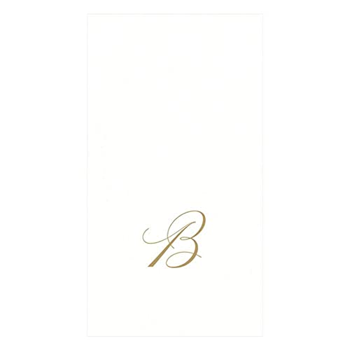 Caspari White Pearl Paper Linen Guest Towels, Monogram Initial B, Pack of 24 - Image 1
