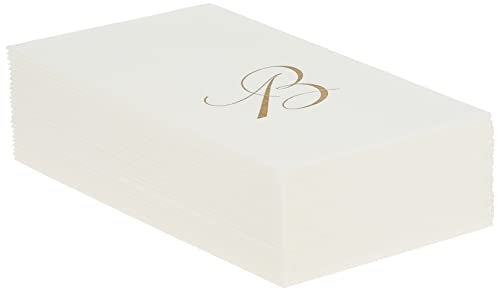 Caspari White Pearl Paper Linen Guest Towels, Monogram Initial B, Pack of 24 - Image 4