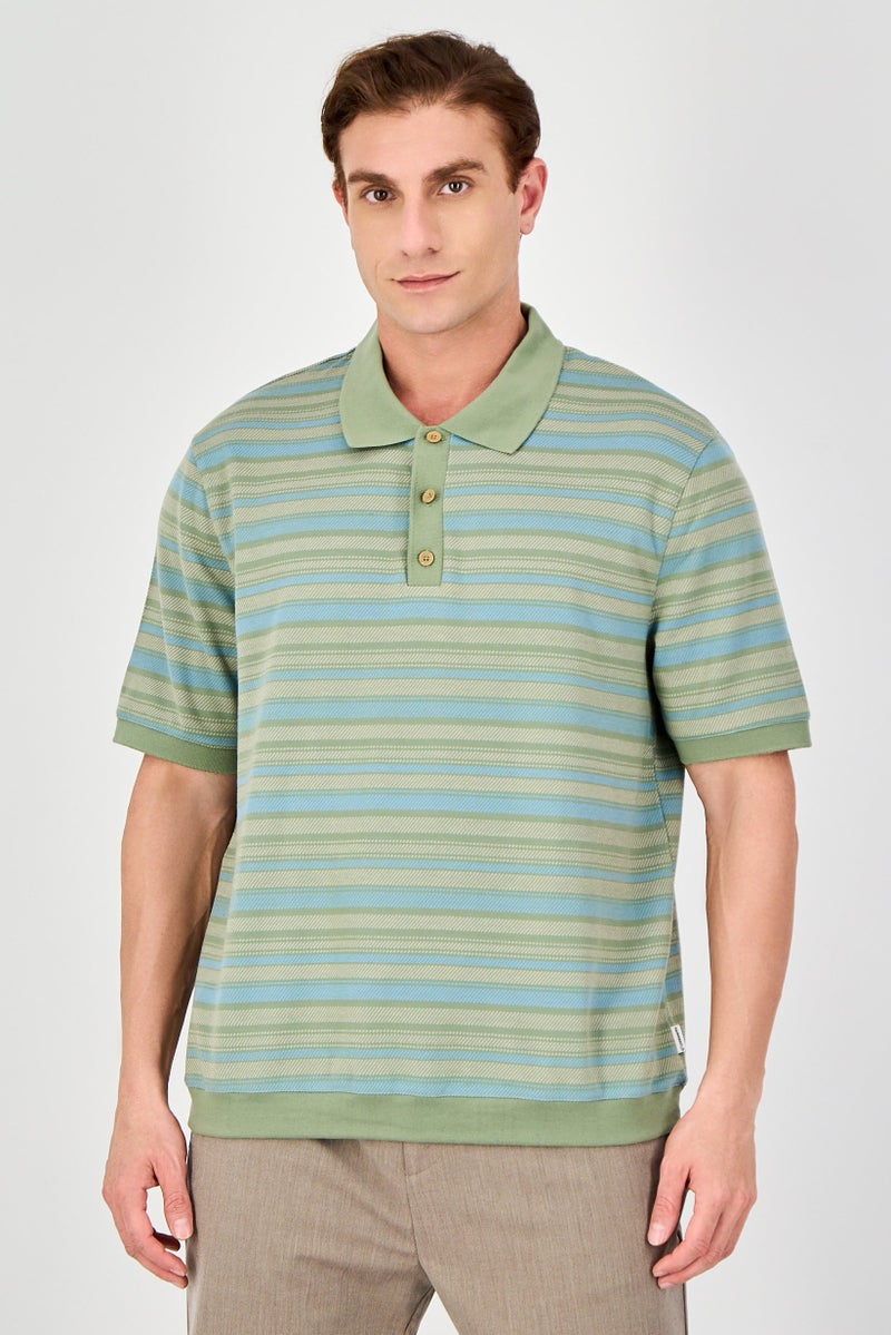 Rainforest Men Regular Fit Short Sleeve Stripe Polo Shirt, Multicolor - Image 1