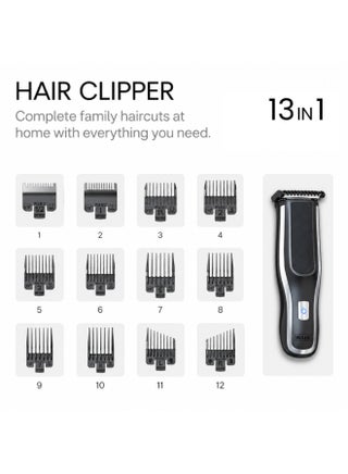 مجموعة قص الشعر الذاتية Clipper Kit 360 - قص الشعر الذاتي، بدون سلك، أسود، 10 مشط ملحق، شحن USB، بطارية طويلة العمر، العناية الذاتية، افعلها بنفسك، شفرات قابلة للغسل، قبضة سهلة، خفيفة الوزن - view 2