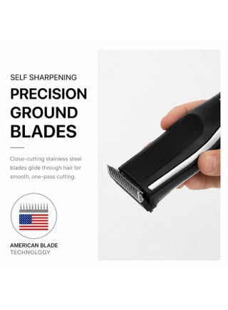 مجموعة قص الشعر الذاتية Clipper Kit 360 - قص الشعر الذاتي، بدون سلك، أسود، 10 مشط ملحق، شحن USB، بطارية طويلة العمر، العناية الذاتية، افعلها بنفسك، شفرات قابلة للغسل، قبضة سهلة، خفيفة الوزن - view 3