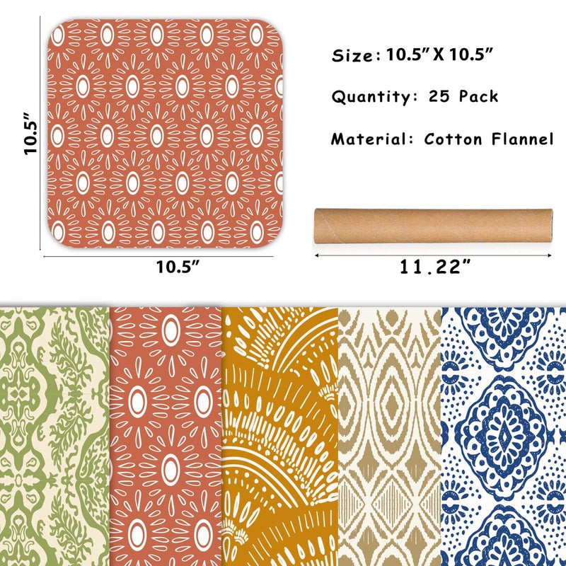 ROGITU 25 Pack Reusable Paper Towels, Paperless Towels Roll Washable Cotton Cloth for Kitchen Towels Zero Waste Products Alternative Paper Towels Alternative (Bohemian) - Image 2