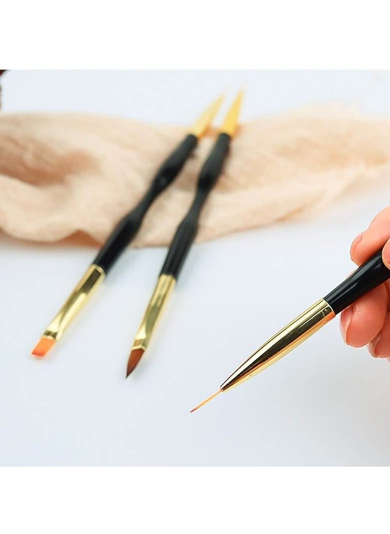 SYOSI 3 Pcs Nail Drawing Pen, Dual End Nail Art Nail Polish Pen Manicure Drawing Tool Acrylic Nail Brush DIY Nail Art Tool  UV Gel Painting Acrylic Nail Design Nylon Brush for UV Gel Decoration (7/9/11mm)  - Image 3