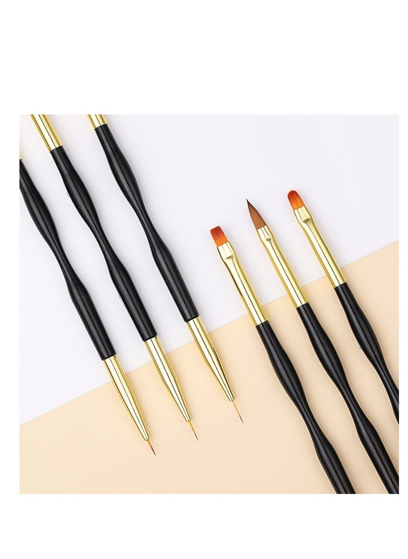 SYOSI 3 Pcs Nail Drawing Pen, Dual End Nail Art Nail Polish Pen Manicure Drawing Tool Acrylic Nail Brush DIY Nail Art Tool  UV Gel Painting Acrylic Nail Design Nylon Brush for UV Gel Decoration (7/9/11mm)  - Image 4