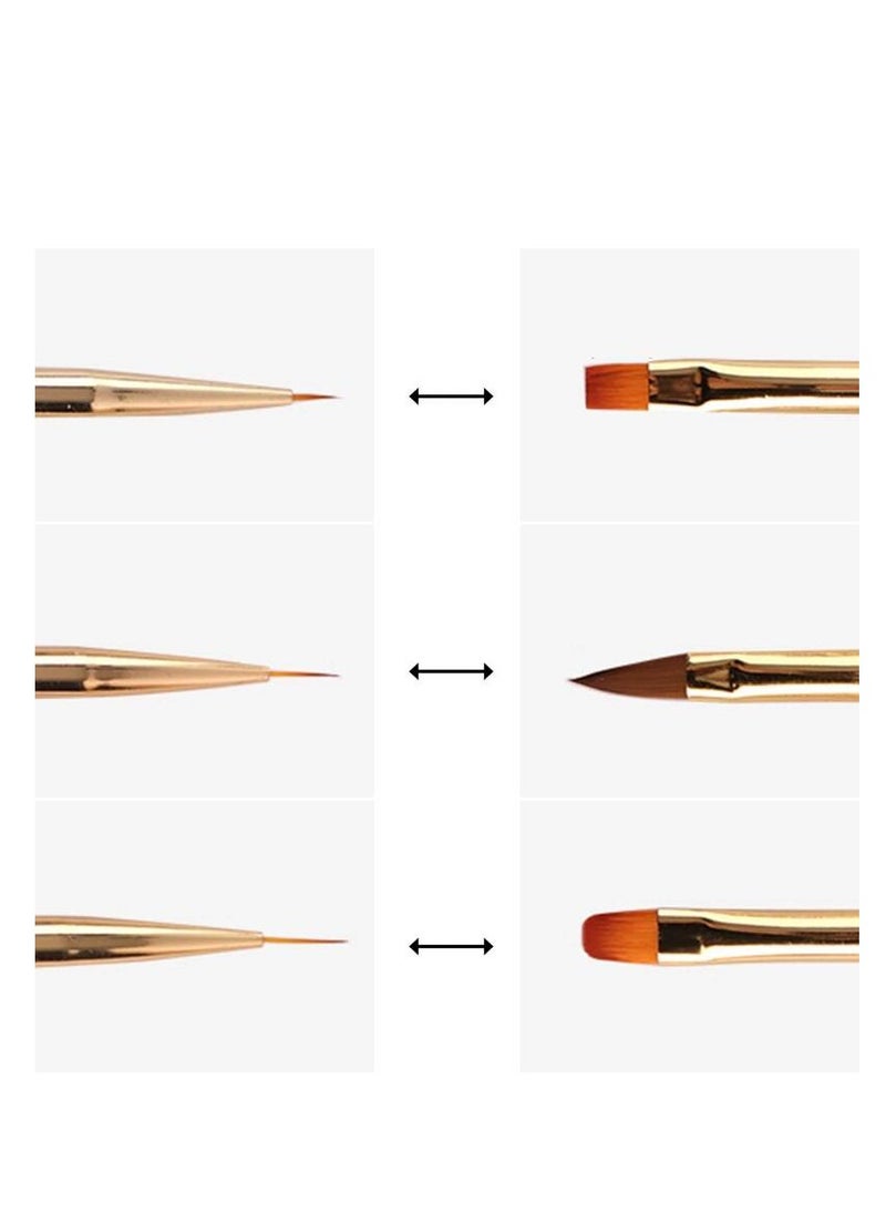 SYOSI 3 Pcs Nail Drawing Pen, Dual End Nail Art Nail Polish Pen Manicure Drawing Tool Acrylic Nail Brush DIY Nail Art Tool  UV Gel Painting Acrylic Nail Design Nylon Brush for UV Gel Decoration (7/9/11mm)  - Image 5