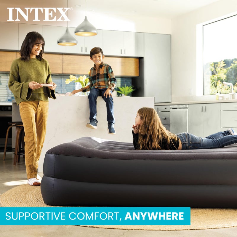 Intex Raised Airbed Mattress with Built-in Pump, Dura-Beam Plus Pillow, Twin - Portable Inflatable Luxury Blow-Up Bed for Adults, Camping, Guests - Image 3