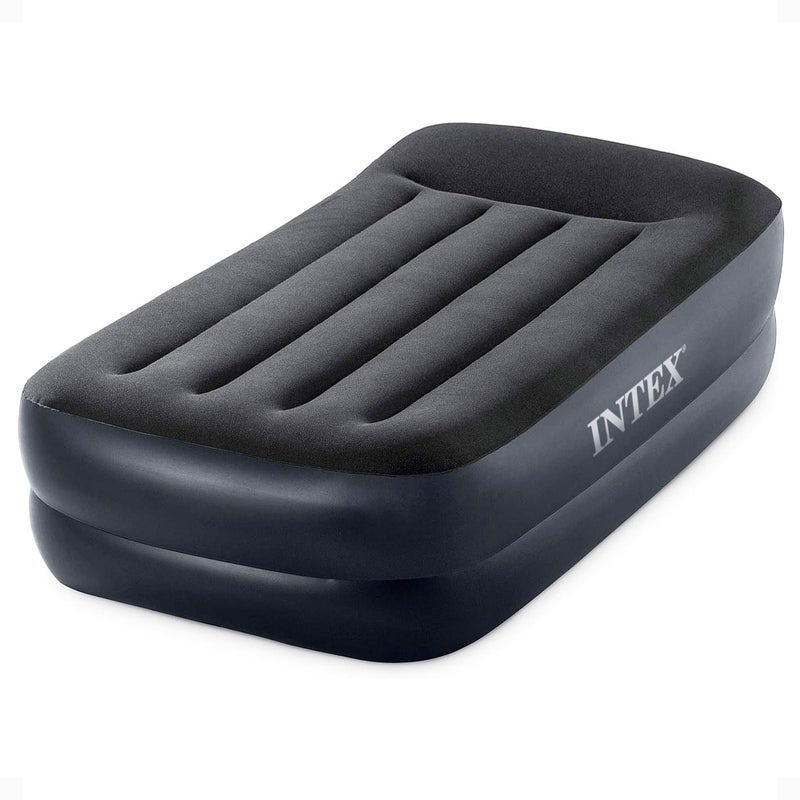 Intex Raised Airbed Mattress with Built-in Pump, Dura-Beam Plus Pillow, Twin - Portable Inflatable Luxury Blow-Up Bed for Adults, Camping, Guests - Image 1