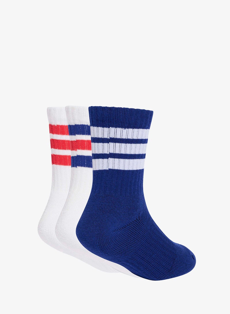 Adidas Kids 3 Pack 3-Stripes Cushioned Crew Socks - Image 2