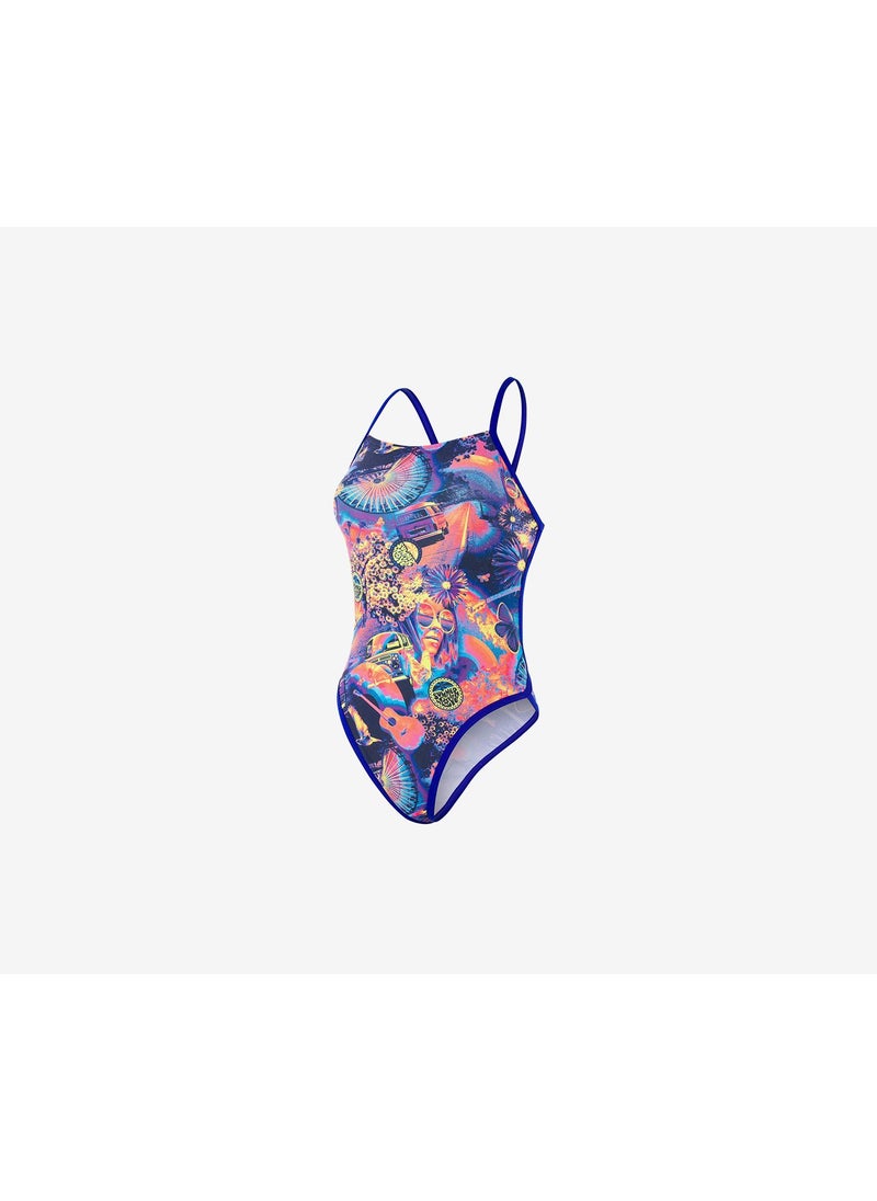 speedo Women Hi Five Flash Ribbonback 1,Piece Swimsuit, Blue Combo 