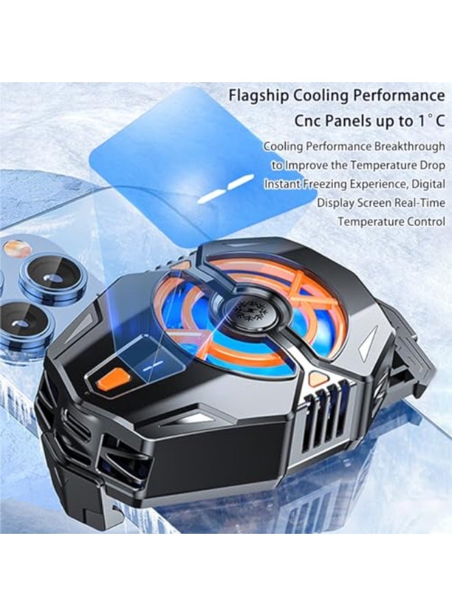 ALMEKAQUZ Phone Cooler, 3 Speeds Adjustable Portable Cell Phone Radiator with Led Temperature Display, Silent Phone Cooling Fan with Semi-Conductor Cooling Chip, Phone Cooling Fan for Mobile Gaming - Image 4