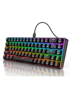 Rk68 Rk855 Wired 65% Mechanical Keyboard Rgb Backlit Ultra Compact 60% Layout 68 Keys Gaming Keyboard Hot Swappable Keyboard With Stand Alone Arrow Control Keys Blue Switch Black