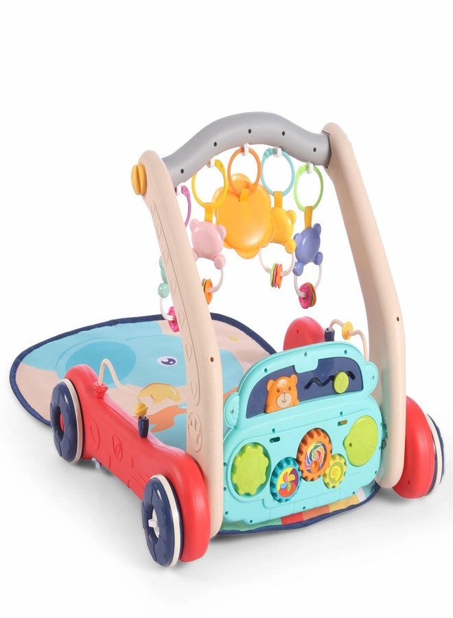 TOYIQ 5-in-1 Baby Piano Gym Mat - Infant Music Fitness Rack & Rattle Toy Set - Early Learning Play & Crawling Mat with Hanging Toys - Educational Activity Center for Babies (Multicolor, Blue) (2-in-1Gym & Push Walker) - Image 3