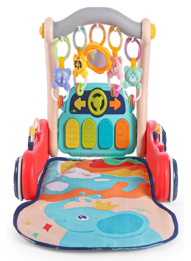 TOYIQ 5-in-1 Baby Piano Gym Mat - Infant Music Fitness Rack & Rattle Toy Set - Early Learning Play & Crawling Mat with Hanging Toys - Educational Activity Center for Babies (Multicolor, Blue) (2-in-1Gym & Push Walker) - Image 2