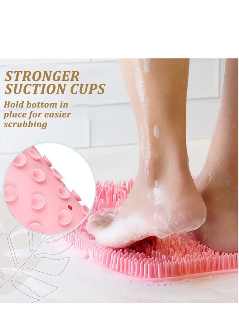 joyzzz Silicone Bath Massage Pad, Shower Foot Massager Scrubber, Bathroom Wall Mounted Back Scrubber Back Exfoliator Foot Massage Pad Mat with Non Slip Suction Cups for Shower (Pink)  - Image 5
