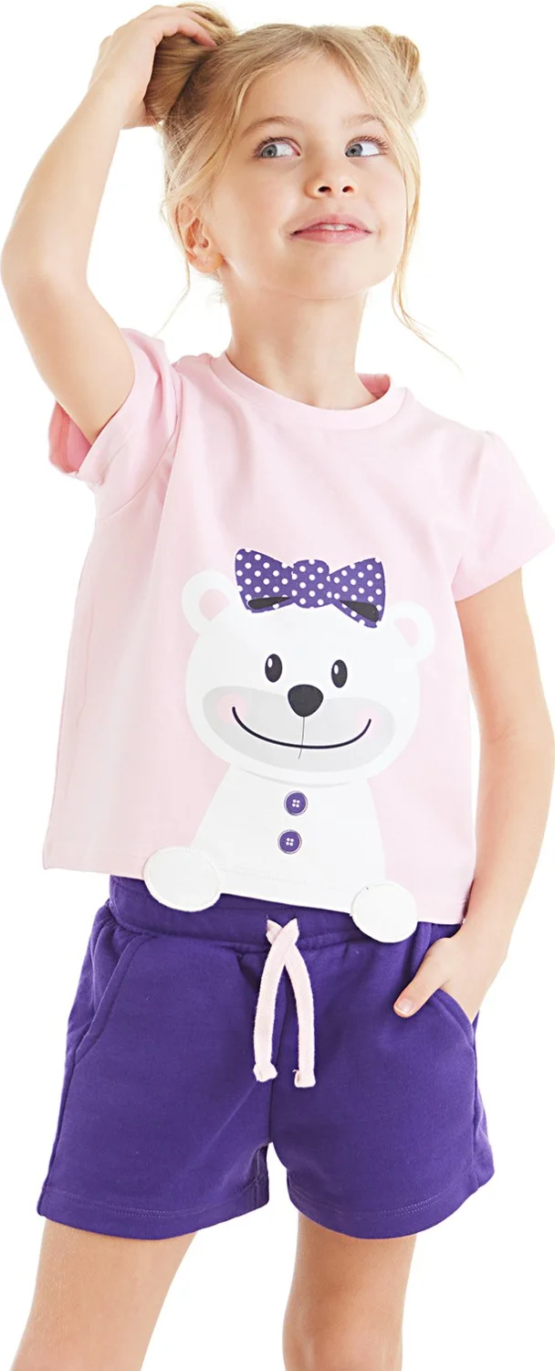 Denokids Teddy Bear Girl T-shirt Shorts Set