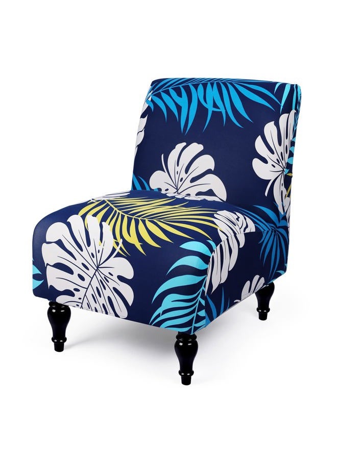 Iauddy Armless Accent Slipper Chair Cover Slipcover,Stretch Spandex Printed Removable Non-Slip Silp Cover for Accent Chair Without Arms for Living Dining Room(Navy Blue/Leaves) - Image 1
