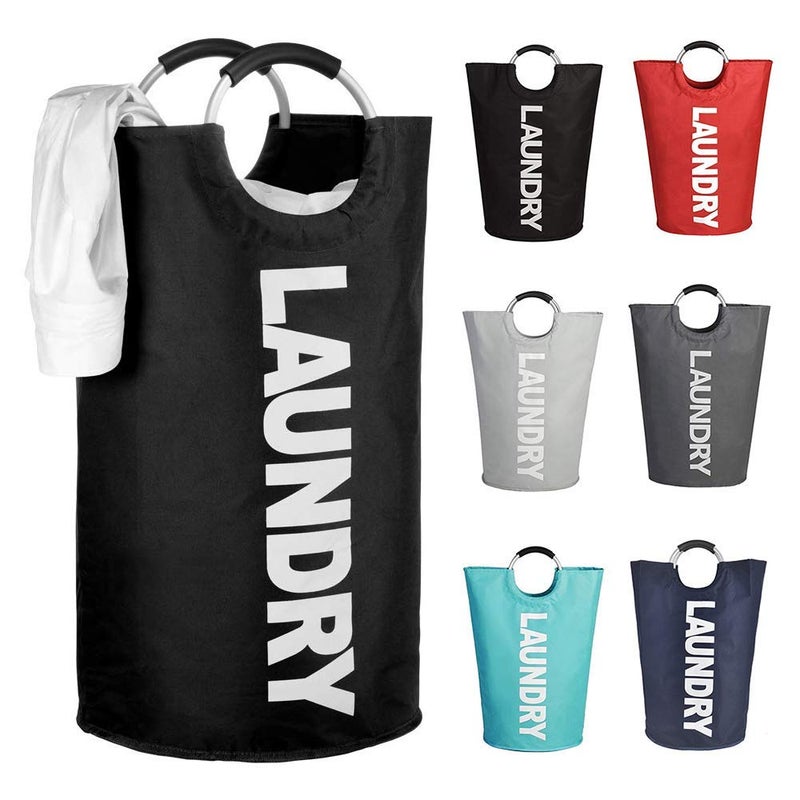 وز سلة غسيل كبيرة WZ Geanmoki سعة 82 لترًا، قابلة للطي، مصنوعة من القماش، وحقيبة ملابس قابلة للطي، وصندوق غسيل قابل للطي (أسود) - Image 1