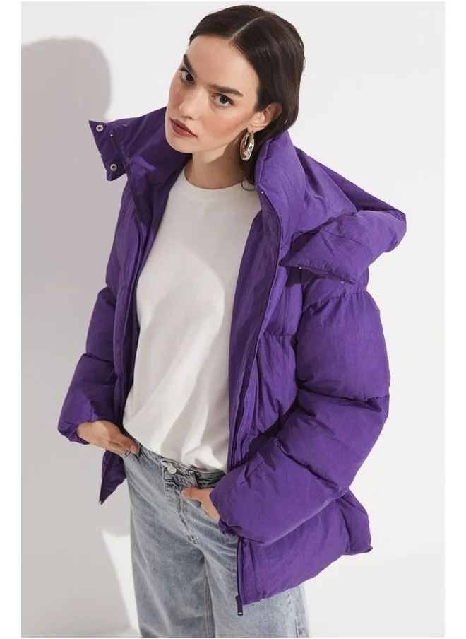 JUNE June Women Hooded Coat Purple