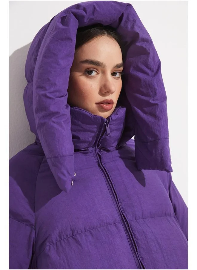 JUNE June Women Hooded Coat Purple