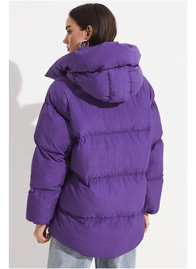 JUNE June Women Hooded Coat Purple