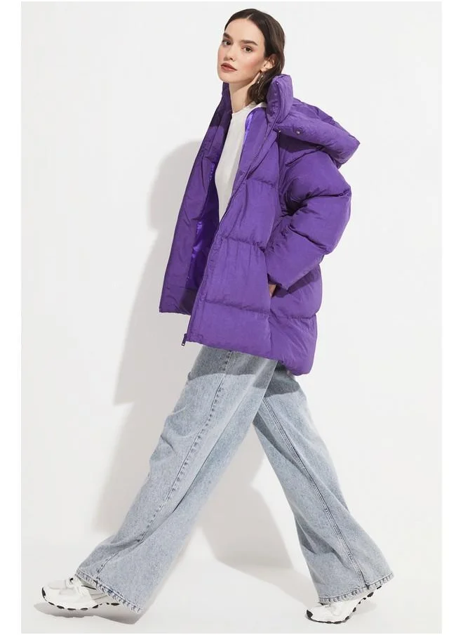 JUNE June Women Hooded Coat Purple