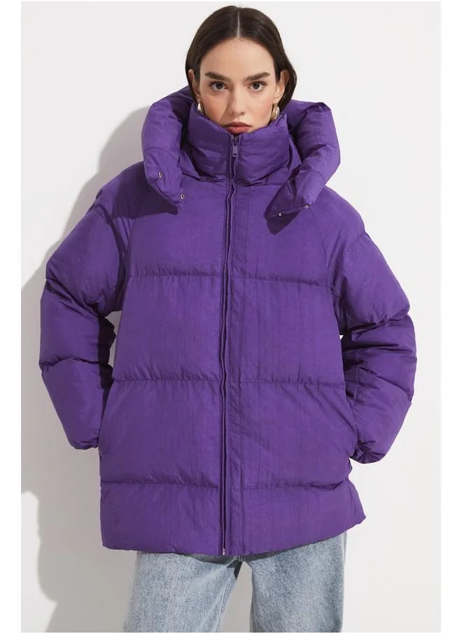 JUNE June Women Hooded Coat Purple