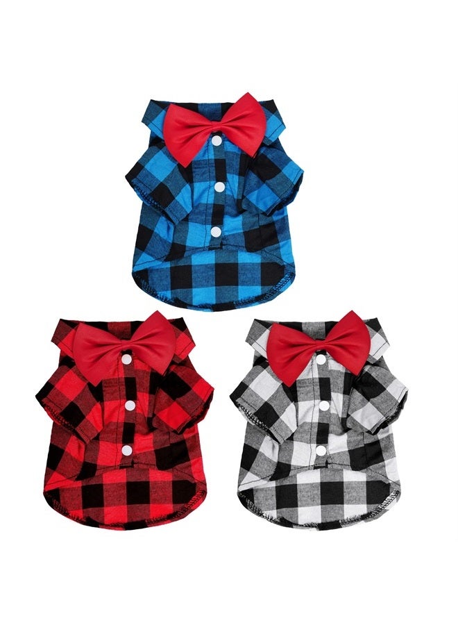 Tongcloud 3 Pack Plaid Puppy Cat Shirt Cute Dog Shirt Cat Shirt Dog Plaid Shirt Dog Shirts for Large Dogs Cats Birthday Party and Holiday Photo - Image 1