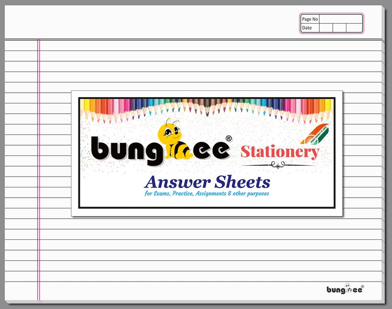 Bungbee Exam Answer Sheets for practice CBSE ICSE DU 200 Both Side Ruled Pages 100 Sheets 50 Joint Sheet without Fold With Margin No Hole for Tag - Image 1